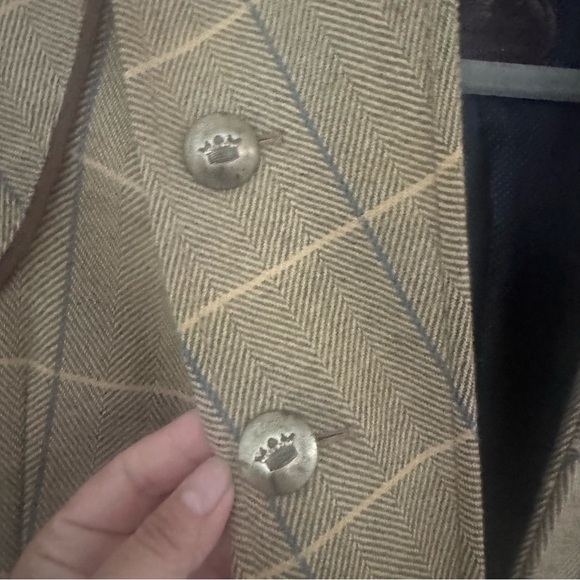 The Extreme Collection British Chic women's Brown Plaid Double-Breasted Coat 38 - Picture 2 of 9